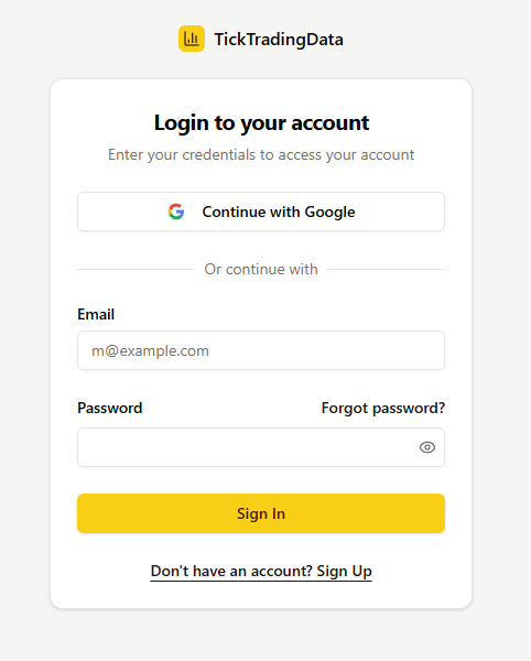 Login screen with Google and email sign-in