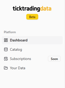 Platform sidebar navigation with Catalog and Your Data